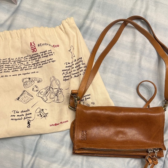 A.S.98 Tan Leather Shoulder Bag - Picture 3 of 8